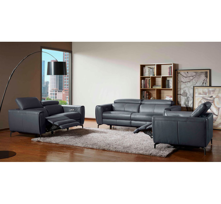 Wade Logan® Gonsalez 3 Piece Genuine Leather Reclining Living Room Set